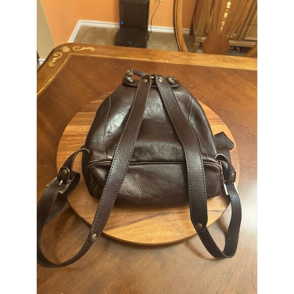 Vera Pelle Large Brown Leather Backpack Drawstring Many Pockets 10” X 5 “ X 13” main image 8